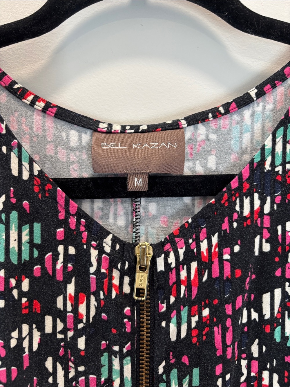 Bel Kazan Abstract Print Sleeveless Zip Front Swing Dress Made in Bali M - Picture 3 of 4